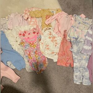 Carter's Baby Girls Mixed Color Floral & Tie-Dye One-Piece Bodysuits